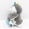 Doudou musical oiseau pingouin gris bleu Louis NOUKIE'S