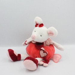 Doudou et compagnie souris rose rouge blanc Clementine