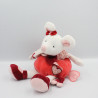 Doudou et compagnie souris rose rouge blanc Clementine