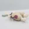 Doudou lapin blanc beige mauve Luc et Léa MOULIN ROTY