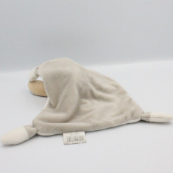 Doudou plat lapin blanc gris MES PETITS CAILLOUX CMP