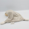 Doudou plat lapin blanc gris MES PETITS CAILLOUX CMP