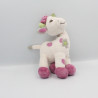 Doudou Girafe blanche rose gris vert fleur Arthur et Lola LOT DE 2