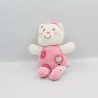 Doudou chat blanc rose coeur fleur NICOTOY