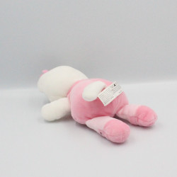 Doudou chat blanc rose coeur fleur NICOTOY