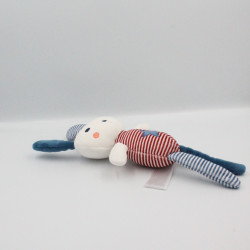 Doudou lapin blanc bleu rouge rayé étoile TAPE A L'OEIL