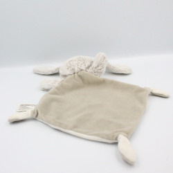 Doudou plat lapin beige blanc TEX BABY
