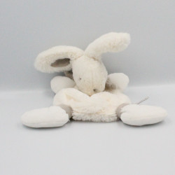 Doudou et Compagnie plat lapin blanc beige taupe tout doux Bonbon