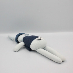 Doudou lapin bleu chapeau gilet PETIT BATEAU