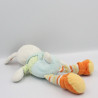 Doudou lapin bleu vert orange carottes NICOTOY