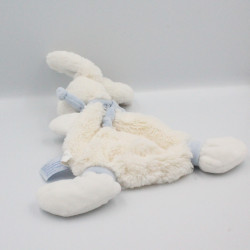 Doudou plat lapin blanc bleu tout doux bonbon DOUDOU ET COMPAGNIE