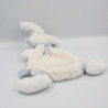 Doudou plat lapin blanc bleu tout doux bonbon DOUDOU ET COMPAGNIE
