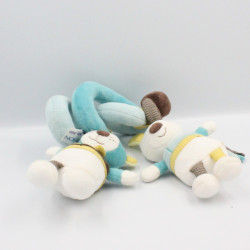 Spirale Doudou ours lapin Paddy bleu marron blanc jaune SAUTHON