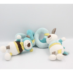 Spirale Doudou ours lapin Paddy bleu marron blanc jaune SAUTHON