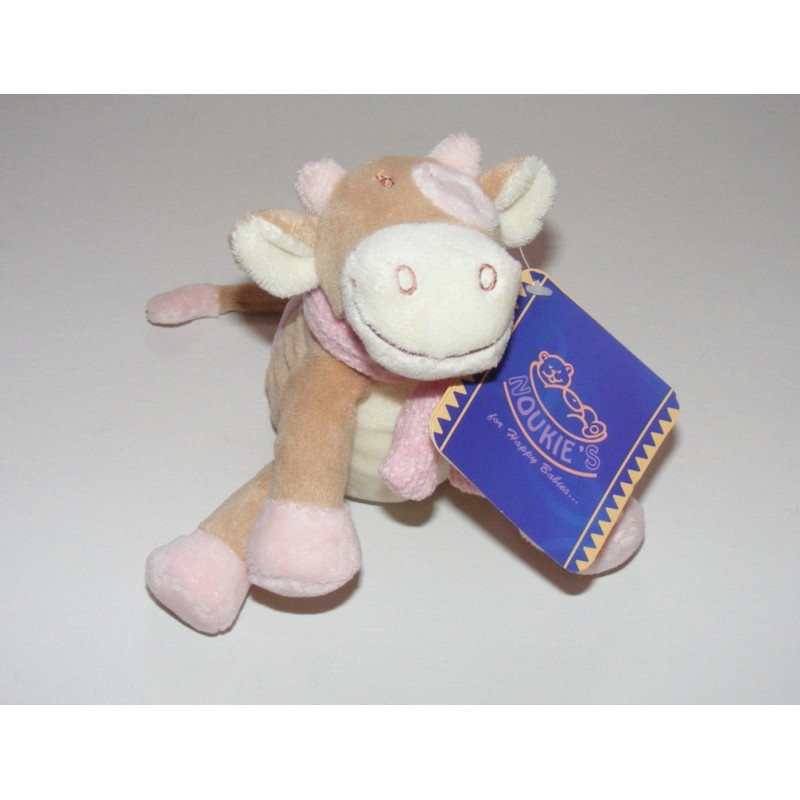 Doudou vache Lola Rosalie écharpe rose NOUKIE'S 35 cm