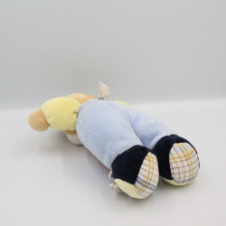 Doudou Ours jaune bleu marine cravate rouge pois TAKINOU