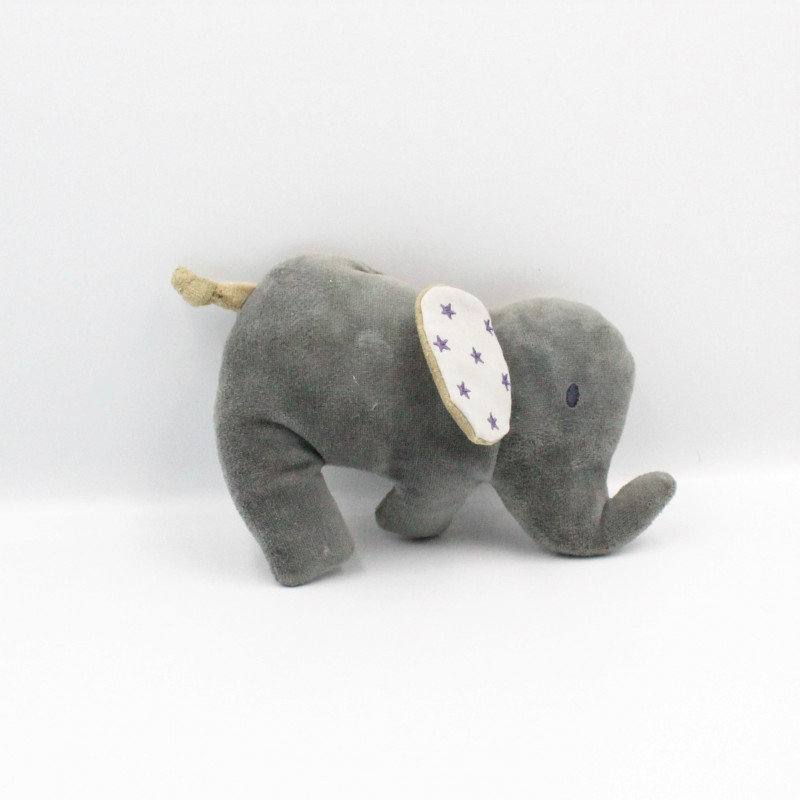 Doudou éléphant gris marron étoiles IKEA