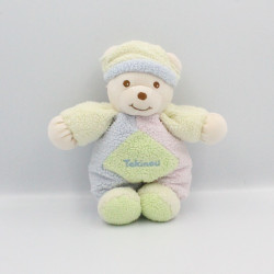 Doudou ours jaune rose bleu vert TAKINOU