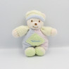 Doudou ours jaune rose bleu vert TAKINOU