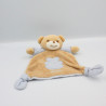 Doudou plat ours beige bleu vichy TAKINOU