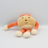 Doudou lapin rouge beige écru Takinou