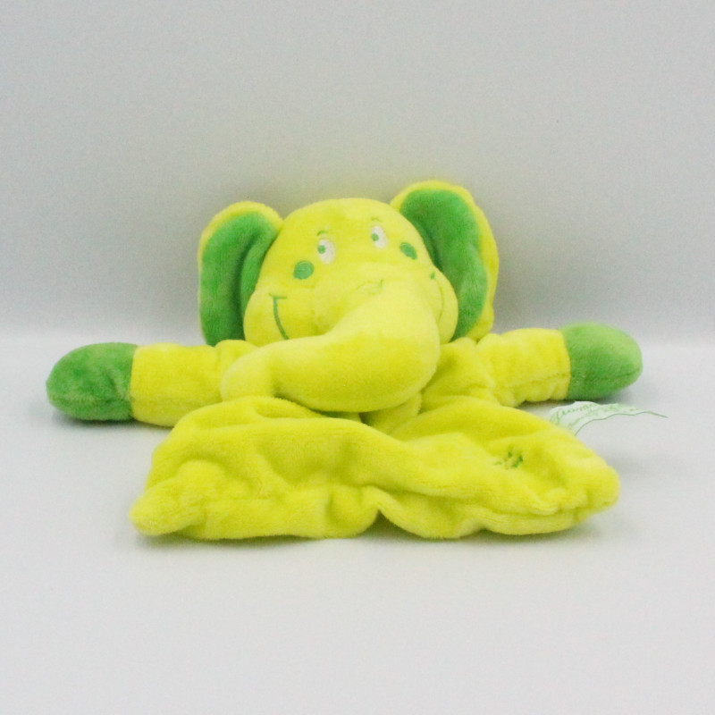 Doudou plat éléphant vert TIAMO