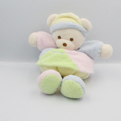 Doudou ours boule jaune rose bleu vert bonnet TAKINOU 32 cm