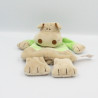 Doudou plat hippopotame beige vert TIAMO COLLECTION