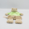 Doudou plat hippopotame beige vert TIAMO COLLECTION