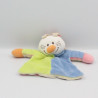 Doudou plat lapin vert bleu TIAMO COLLECTION