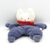 Doudou semi plat chat bleu marine foulard rouge COROLLE