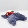 Doudou semi plat chat bleu marine foulard rouge COROLLE
