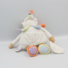 Doudou et compagnie ours boule blanc col pétale mouchoir Nuage
