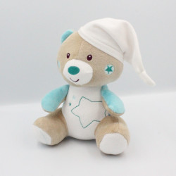 Doudou phosphorescent ours beige blanc bleu étoile SUCRE D'ORGE