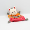 Doudou plat zébre orange jaune gris rouge NICOTOY
