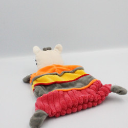 Doudou plat zébre orange jaune gris rouge NICOTOY