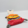 Doudou plat zébre orange jaune gris rouge NICOTOY