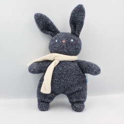 Doudou lapin bleu marine écharpe blanche COROLLE