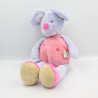 Doudou souris bleu rose coeurs DOUKIDOU