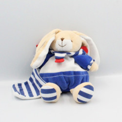 Doudou et compagnie lapin bleu blanc rouge mouchoir marin