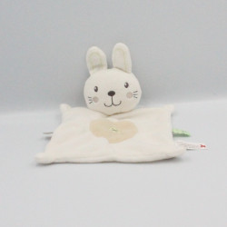 Doudou plat lapin blanc beige NICOTOY