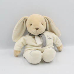Doudou et compagnie lapin blanc gris mouchoir