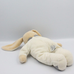Doudou et compagnie lapin blanc gris mouchoir