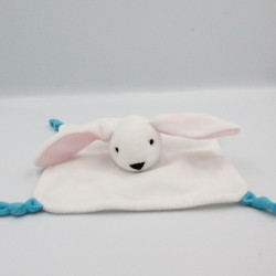 Doudou plat lapin blanc bleu rose NUTRICIA
