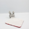 Doudou plat lapin gris blanc rouge SIPLEC