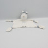 Doudou plat lapin blanc bleu TARTINE ET CHOCOLAT