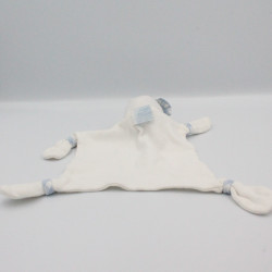 Doudou plat lapin blanc bleu TARTINE ET CHOCOLAT