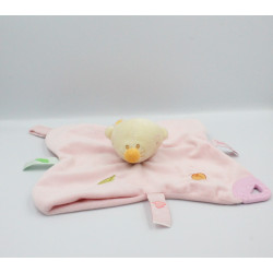 Doudou plat souris rose feuilles PREMAMAN