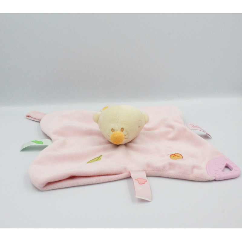Doudou plat souris rose feuilles PREMAMAN