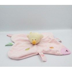 Doudou plat souris rose feuilles PREMAMAN